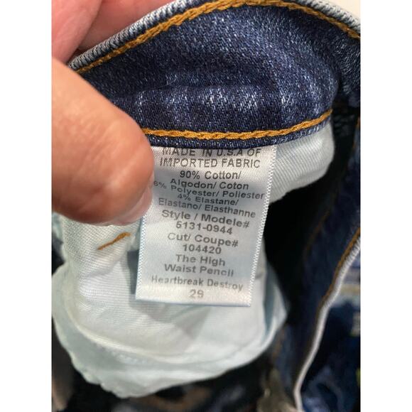 Current Elliot High Waist Denim Pencil Skirt Distressed  Sz 29 Blue - Picture 6 of 8